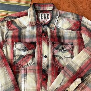 Boys BKE Vintage Snap Button Long sleeve Shirt